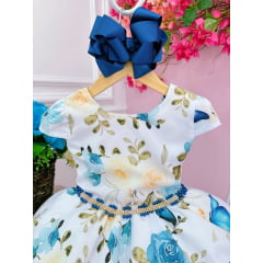 Vestido Infantil Branco Jardim das Borboletas Cinto de Strass