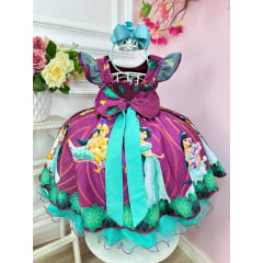 Vestido Infantil Princesa Festas Roxo e Verde