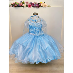 Vestido Infantil Princesas Frozen Elsa Anna C/ Capa Festas