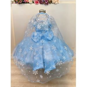Vestido Infantil Princesas Frozen Elsa Anna C/ Capa Festas