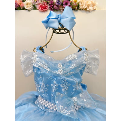 Vestido Infantil Princesas Frozen Elsa Anna C/ Capa FestasV