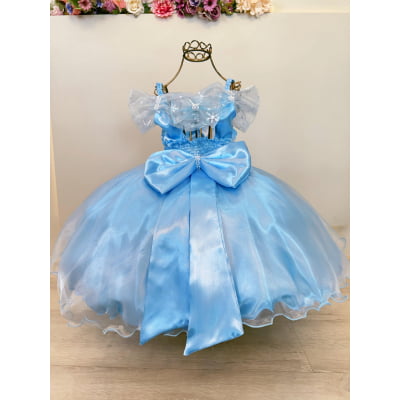 Vestido Infantil Princesas Frozen Elsa Anna C/ Capa FestasV