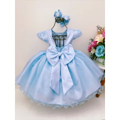 Vestido Infantil Azul Claro Jardim Encantado Super Luxo