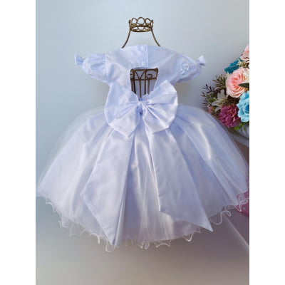 Vestido Infantil Branco Renda e Voal Luxo Festas