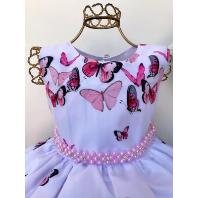 Vestido Infantil Jardim das Borboletas Luxo Princesa Festas