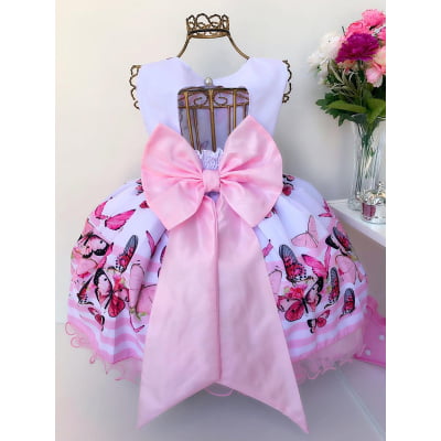 Vestido Infantil Jardim das Borboletas Luxo Princesa Festas
