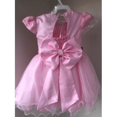 Vestido Infantil Rosa Aplique Borboletas Luxo Cinto Pérolas