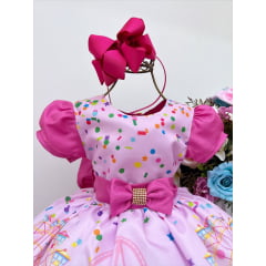 Vestido Infantil Circo Rosa Doces Luxo Festa Aniversário