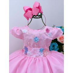 Vestido Infantil Rosa Claro Jardim Encantado Super Luxo