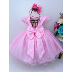 Vestido Infantil Rosa Claro Jardim Encantado Super Luxo