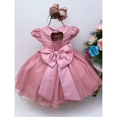 Vestido Infantil Rose C/ Renda e Aplique Borboletas Pérolas