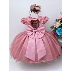 Vestido Infantil Rose C/ Renda e Aplique Flores Borboletas