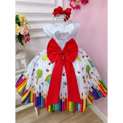 Vestido Infantil Branco Aquarela Luxo Festas