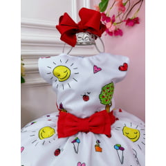 Vestido Infantil Branco Aquarela Luxo Festas