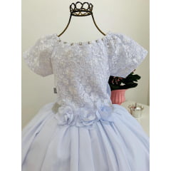 Vestido Infantil Damas Honra Branco Casamentos Strass Renda