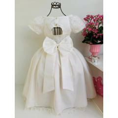 Vestido Infantil Damas Honra OFF White Casamentos Strass