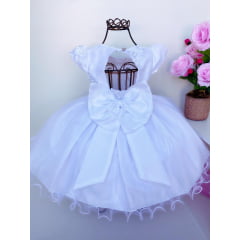 Vestido Infantil Branco Batizado Renda Luxo Princesas Festa
