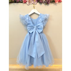 Vestido Infantil Azul Claro Com Renda Casamentos Festas