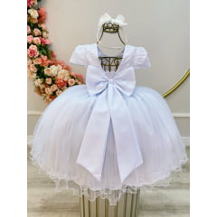Vestido Infantil Branco Busto Com Renda Daminhas Casamentos