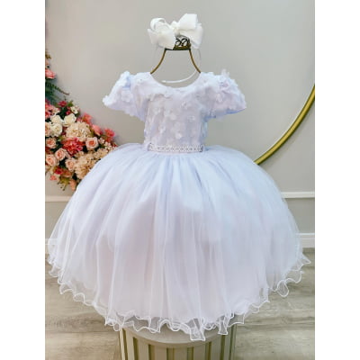 Vestido Infantil Branco Com Renda Festas Casamentos