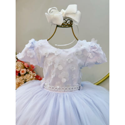 Vestido Infantil Branco Com Renda Festas Casamentos