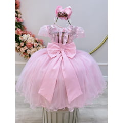 Vestido Infantil Rosa Busto Com Renda Daminhas Casamentos