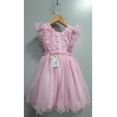Vestido Infantil Rosa Claro Com Renda Festas Daminhas