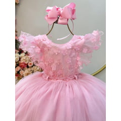 Vestido Infantil Rosa Claro Com Renda Festas Daminhas