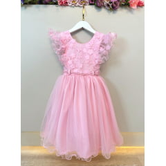 Vestido Infantil Rosa Claro Com Renda Festas Daminhas