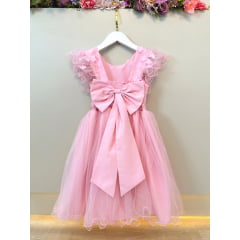 Vestido Infantil Rosa Claro Com Renda Festas Daminhas