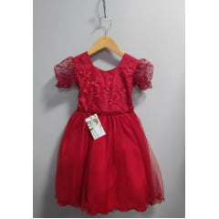 Vestido Infantil Vermelho Busto Com Renda Daminhas Casamentos