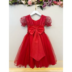 Vestido Infantil Vermelho Busto Com Renda Daminhas Casamentos