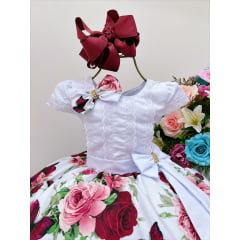 Vestido Infantil Branco C/ Borboletas Floral