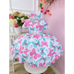 Vestido Infantil Branco Jardim Encantado C/ Pérolas Festas