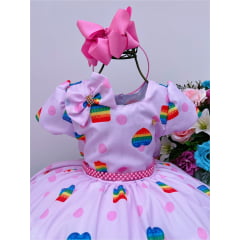 Vestido Infantil Rosa Claro Doces Pop It Festas Com Laço