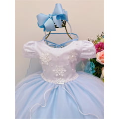 VESTIDO INFANTIL FROZEN COM CAPA PÉROLAS FESTAS DE PRINCESAS