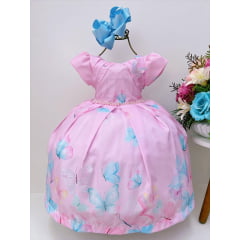 Vestido Infantil Rosa Claro Jardim Encantado Luxo