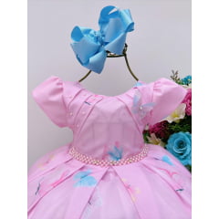 Vestido Infantil Rosa Claro Jardim Encantado Luxo