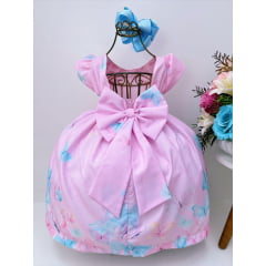 Vestido Infantil Rosa Claro Jardim Encantado Luxo