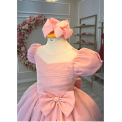 Vestido Infantil Rose Com Broche de Laço Daminhas