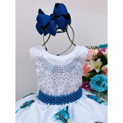 Vestido Infantil Branco Jardim das Borboletas Busto Strass