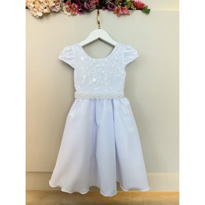 Vestido Infantil Branco Luxo Batizado Damas Casamento Festa