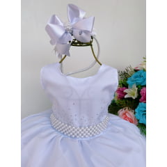 Vestido Infantil Branco Luxo Batizado Casamento Festa Damas