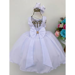 Vestido Infantil Branco Luxo Batizado Casamento Festa Damas