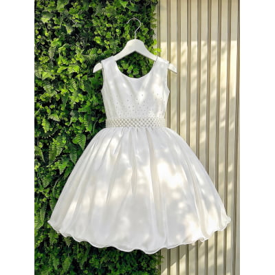 Vestido Infantil Branco Luxo Batizado Casamento Festa Damas
