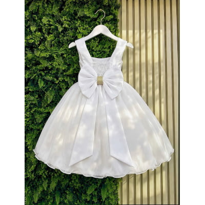 Vestido Infantil Branco Luxo Batizado Casamento Festa Damas