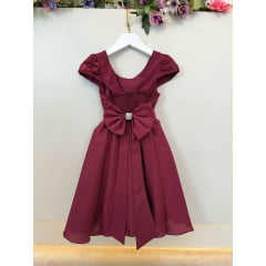 Vestido Infantil Marsala Busto Com Renda Daminha Festas