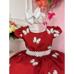 Vestido Infantil Marsala Jardim das Borboletas C/ Pérolas