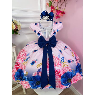 Vestido Infantil Rosa Bosque das Flores Festas Daminhas Luxo