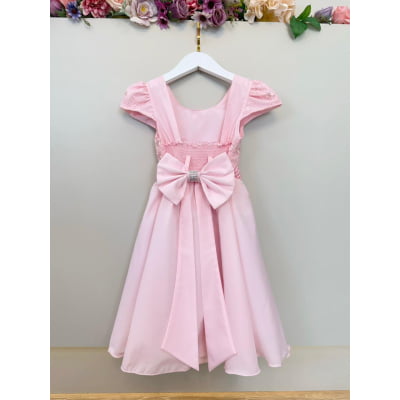 Vestido Infantil Rosa Claro Busto Renda Formatura Festas